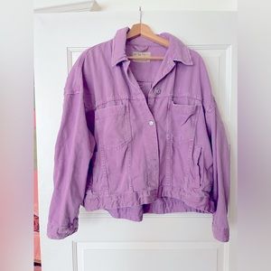 FREE PEOPLE WE THE FREE Opal Swing Denim Jacket Purple